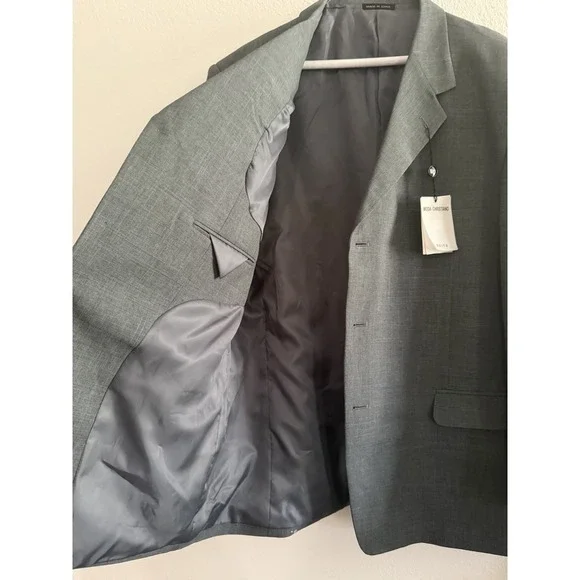 New NWT Moda Christiano Mens 40W 46R Sport Coat Blazer Jacket Super 120s‎ Grey